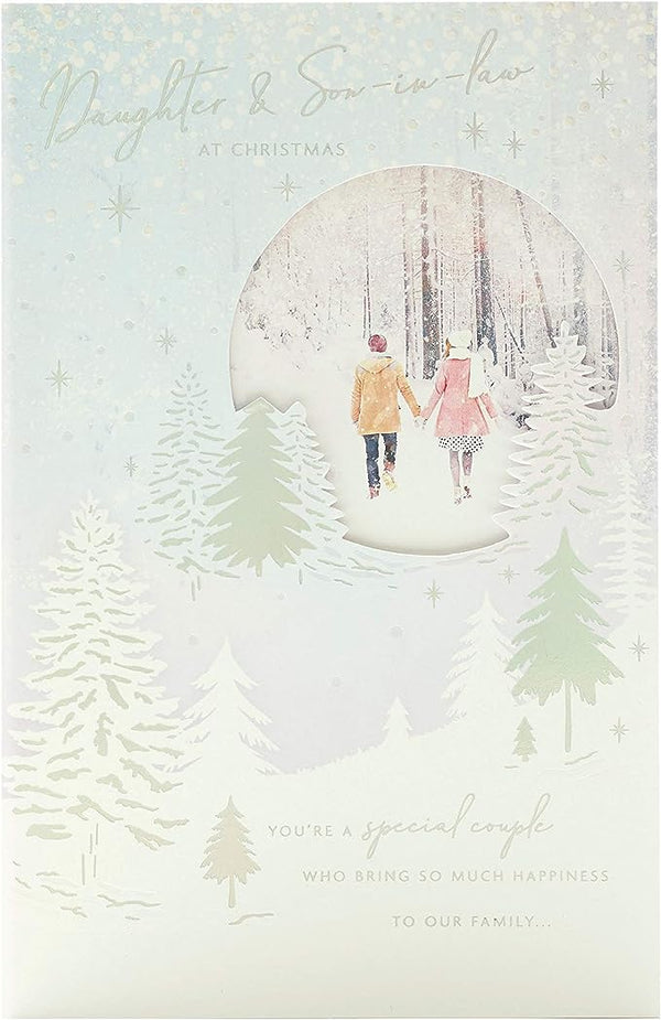 Winter Wonderland Christmas Card for daughter and son-in-law from UK Greetings, featuring festive holiday design and cheerful imagery.