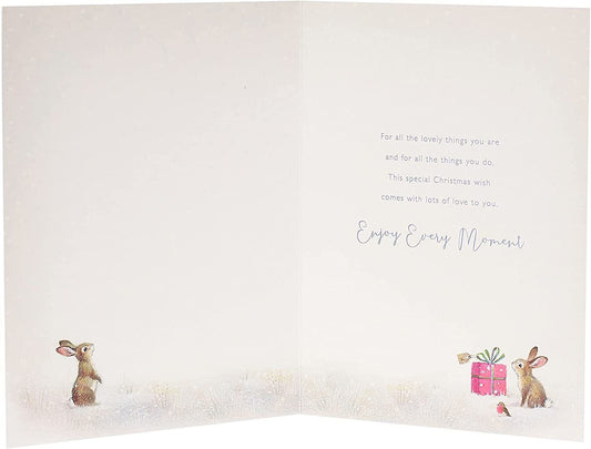Cute snowman Christmas card for niece from UK Greetings, featuring festive holiday design and cheerful winter imagery.