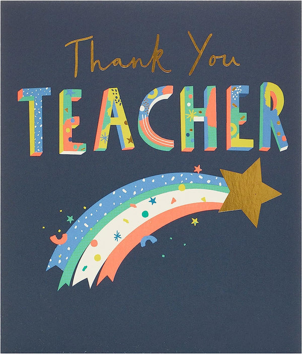 Gold greeting card from UK Greetings featuring a YOLO! Teacher Thank You message, ideal for expressing appreciation to teachers.