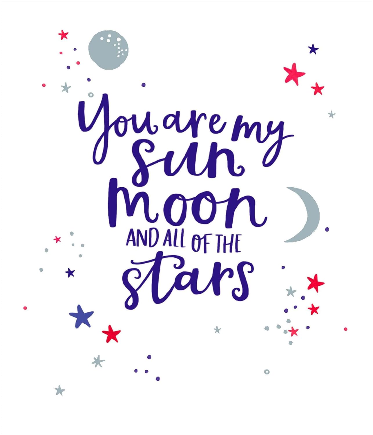 Valentine's Day greeting card featuring a romantic design with sun, moon, and stars from UK Greetings, suitable for expressing love.