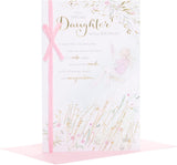 Lovely daughter birthday greeting card by UK Greetings with heartfelt design and envelope, measuring 155 x 235 mm.
