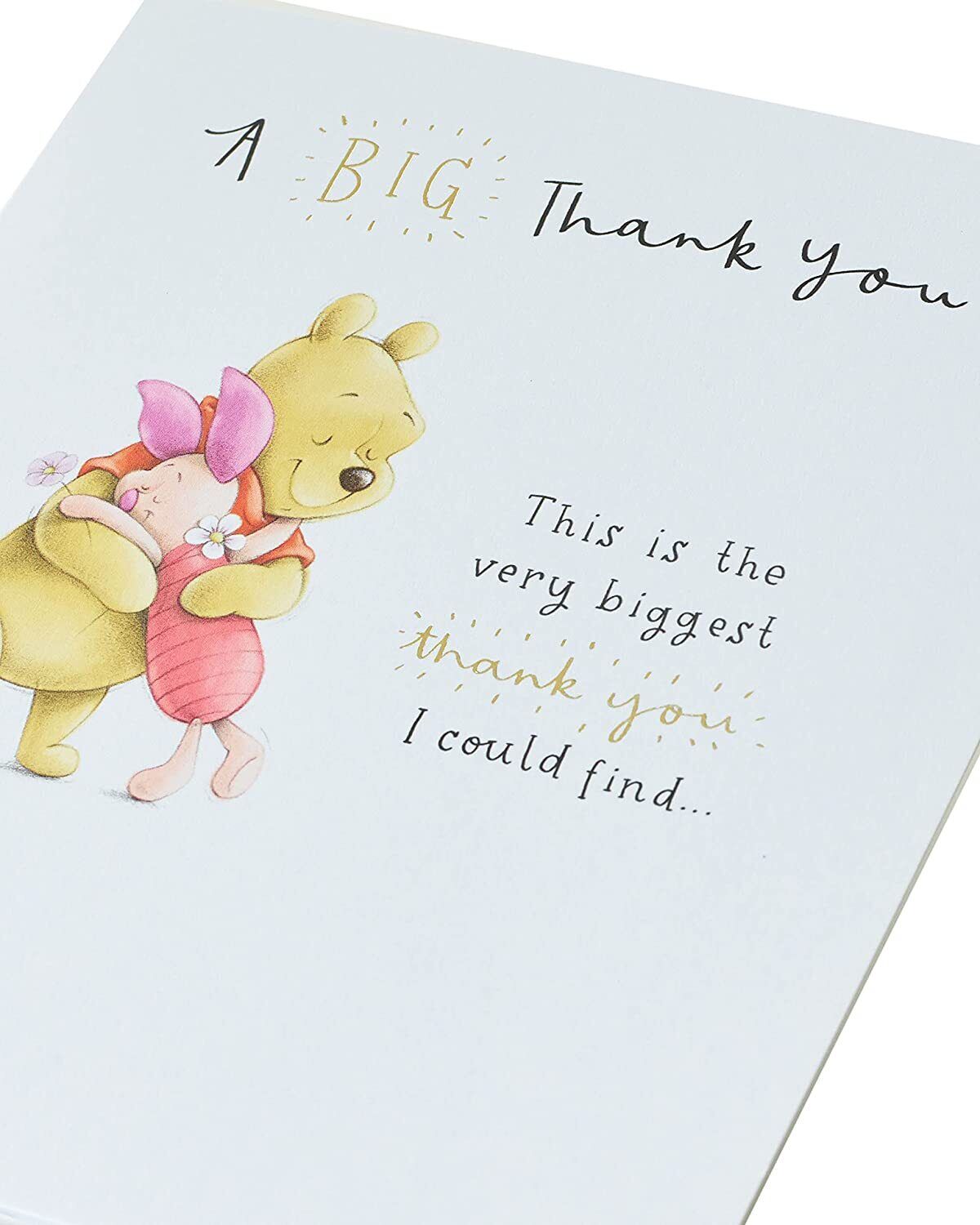 Disney Winnie the Pooh and Piglet thank you card by UK Greetings featuring cheerful characters and floral accents.