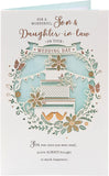 Traditional Son & Daughter in Law wedding day greeting card by UK Greetings, featuring elegant floral design and heartfelt message.