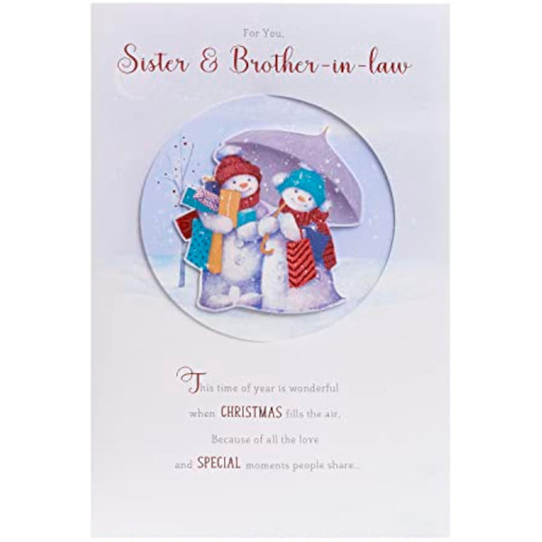 3D red foil Christmas greeting card for sister and brother-in-law by UKG, featuring festive holiday design and embossed details.