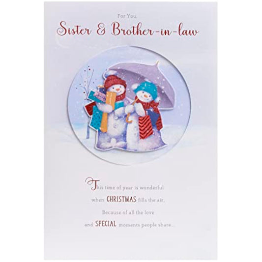 3D red foil Christmas greeting card for sister and brother-in-law by UKG, featuring festive holiday design and embossed details.