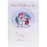 3D red foil Christmas greeting card for sister and brother-in-law by UKG, featuring festive holiday design and embossed details.