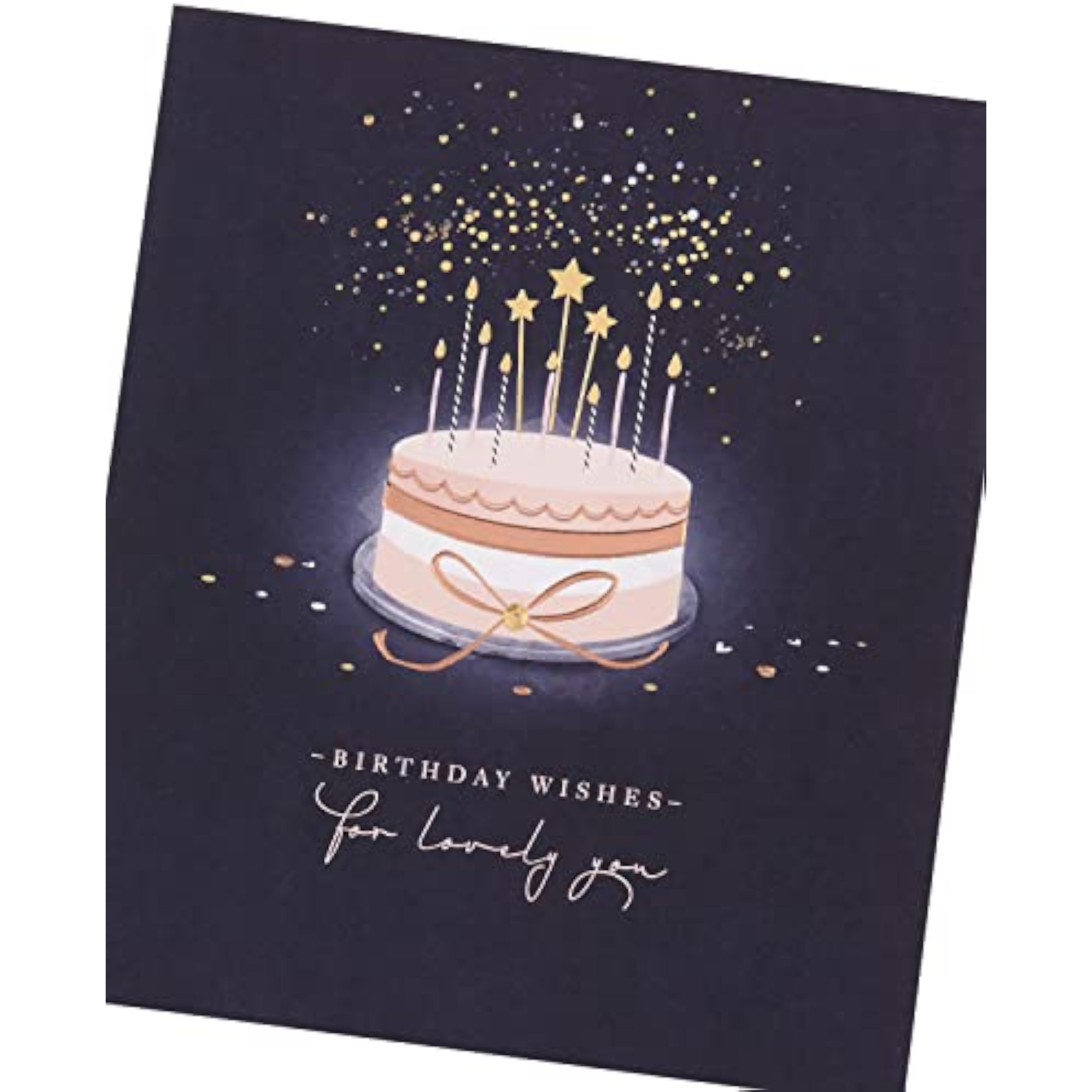 UKG birthday greeting card for her featuring a starry cake design and an envelope, perfect for celebrating special occasions.