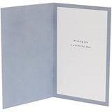 Greeting card for him featuring a cyclist and sunset design with gold foil accents, ideal for birthdays.