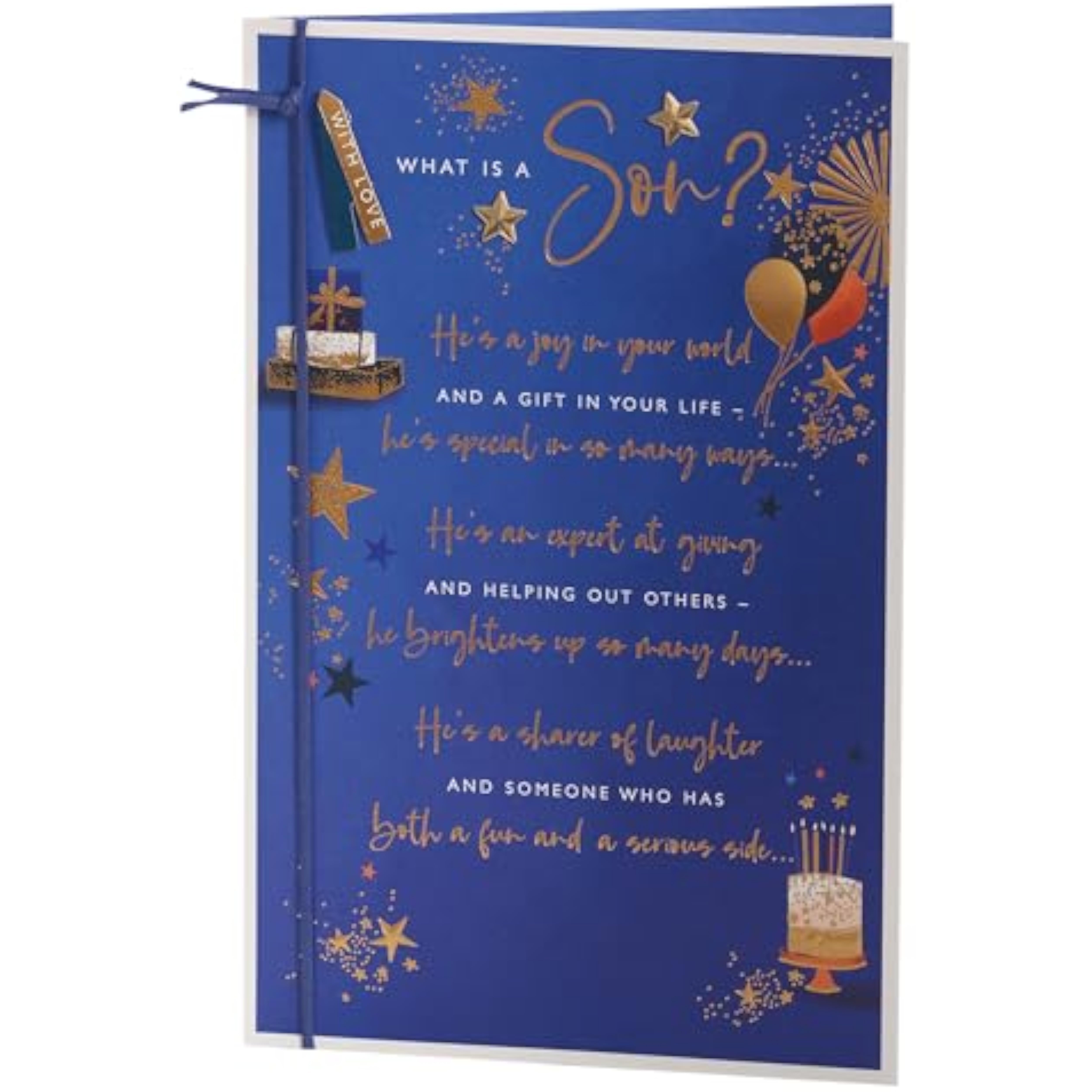 Sentimental UKG birthday greeting card for son featuring gold foil design and heartfelt message, ideal for special occasions.