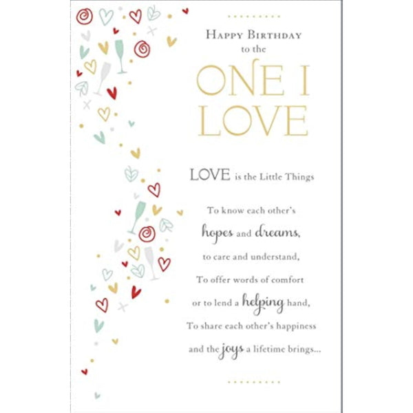 UKG greeting card for the one I love featuring a foil finish, perfect for expressing love on special birthdays.