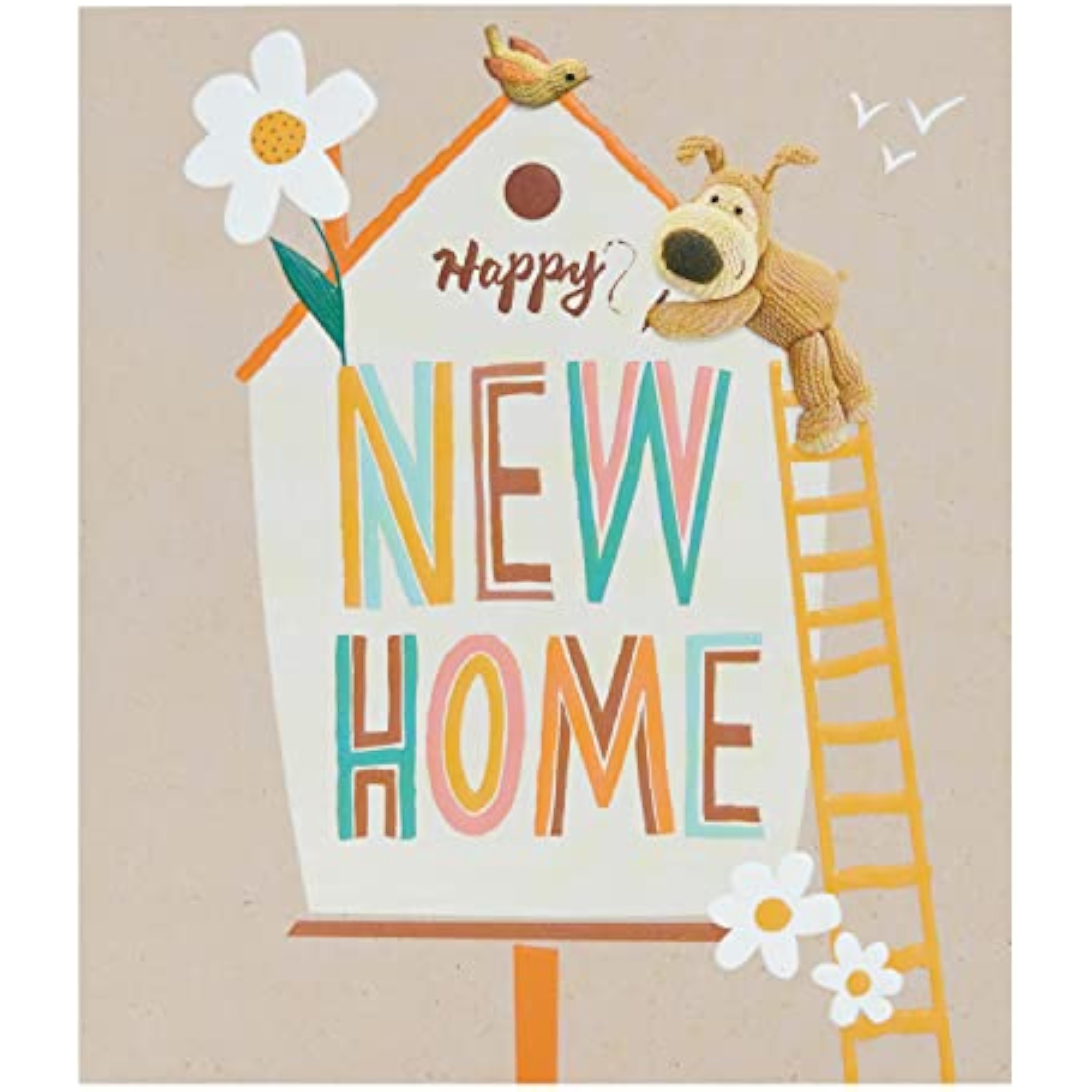 UKG Boofle Happy New Home greeting card with a cute congratulations design, featuring cheerful illustrations for celebrating new beginnings.
