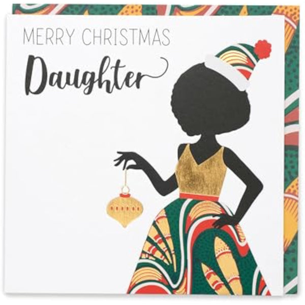 Afrotouch Kindred festive Christmas greeting card for daughter, featuring colorful holiday design by UKG.