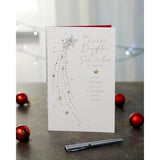 UKG Christmas greeting card for daughter and son-in-law featuring a shooting star foil design on a festive background.