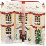 Festive 3D house-shaped Christmas greeting card for family by UKG, featuring colorful holiday-themed illustrations.