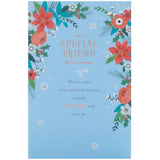 UKG floral Christmas greeting card for friend with copper foil accents, featuring elegant holiday floral design.