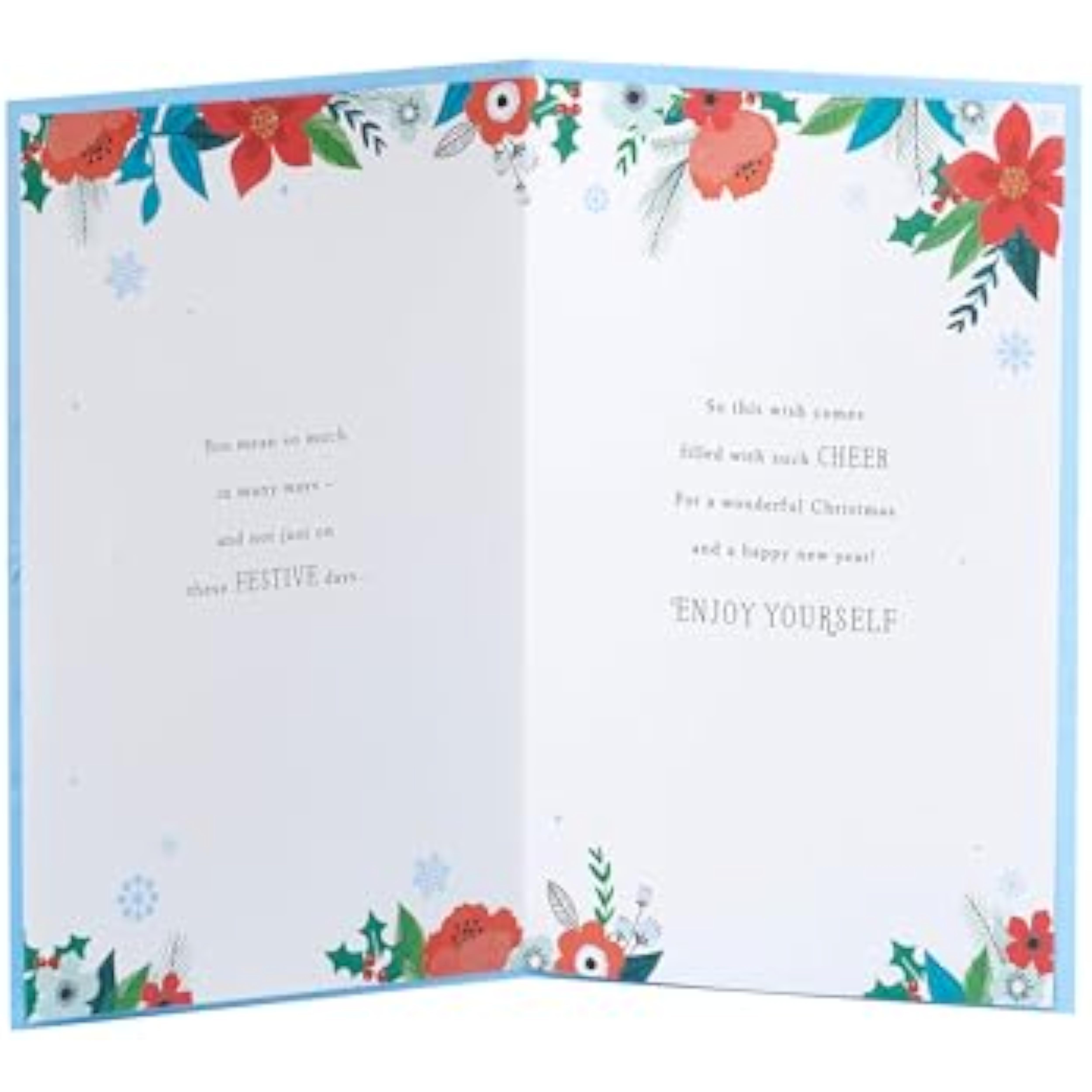 UKG Christmas greeting card for friend featuring a floral design with copper foil accents, perfect for holiday wishes.