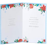 UKG Christmas greeting card for friend featuring a floral design with copper foil accents, perfect for holiday wishes.
