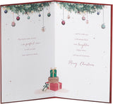 Elegant Christmas greeting card for friends featuring a gold foil tree design, UKG brand, perfect for holiday wishes.