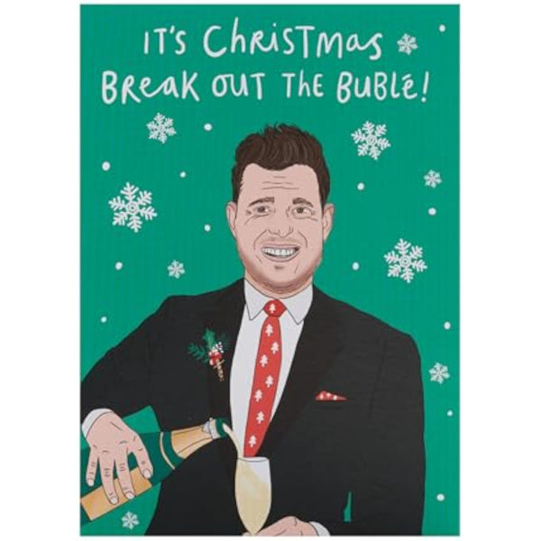 Christmas greeting card from UKG featuring a Michael Bublé design, suitable for him, her, or friends.