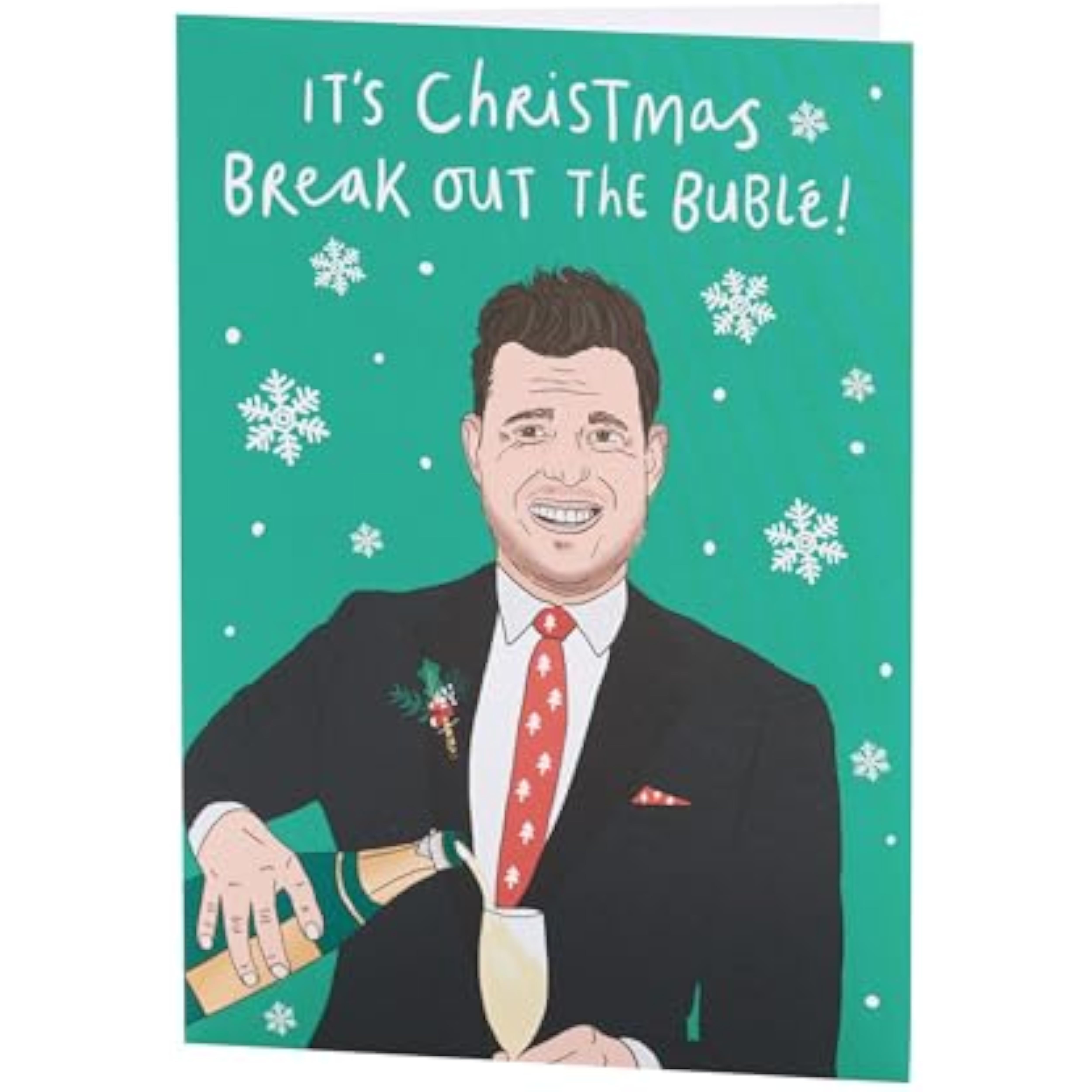 UKG Christmas greeting card featuring a Bublé-inspired design, suitable for him, her, or friends, with festive holiday imagery.