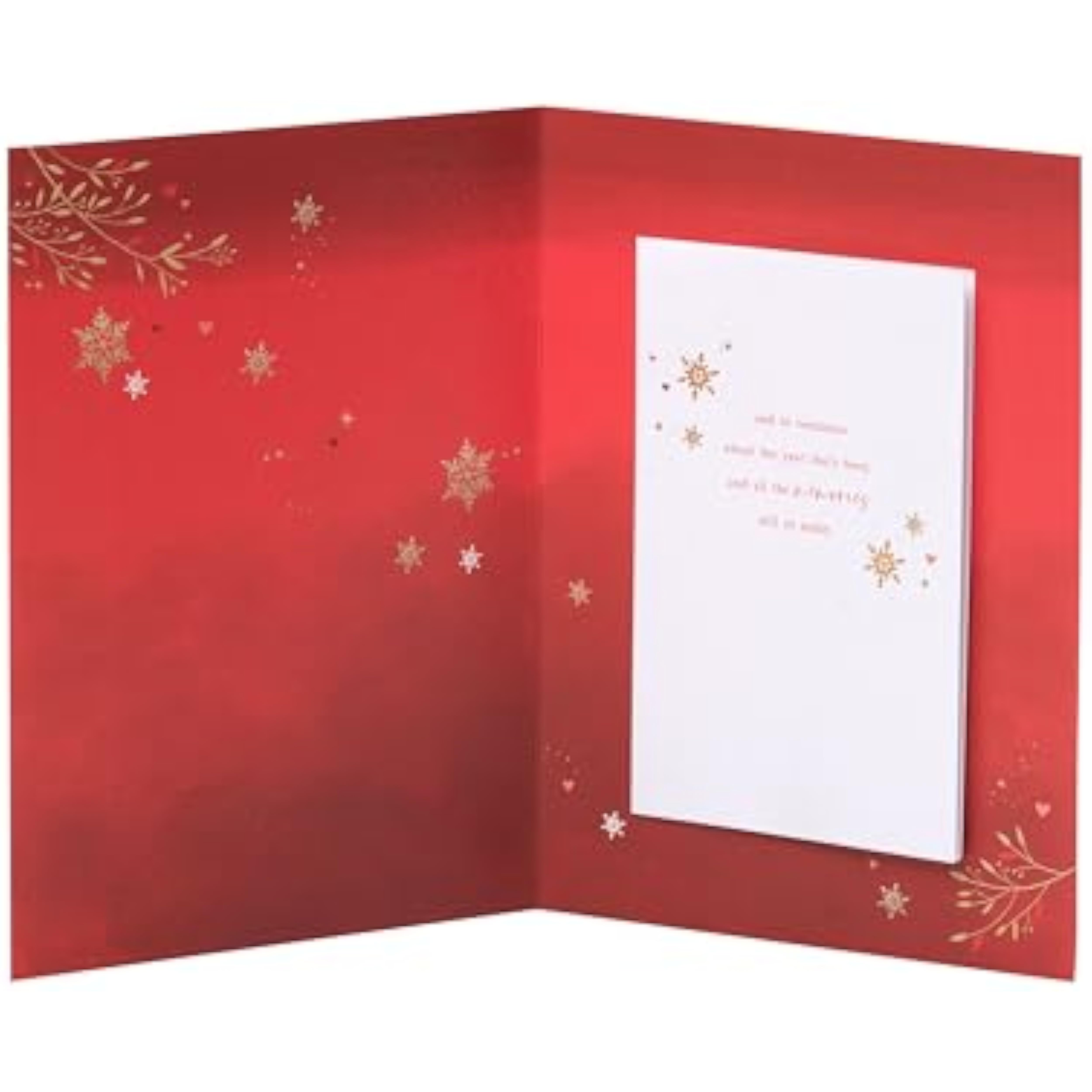 Christmas greeting card for husband featuring deep red and gold stockings design, UKG brand, with festive holiday imagery.