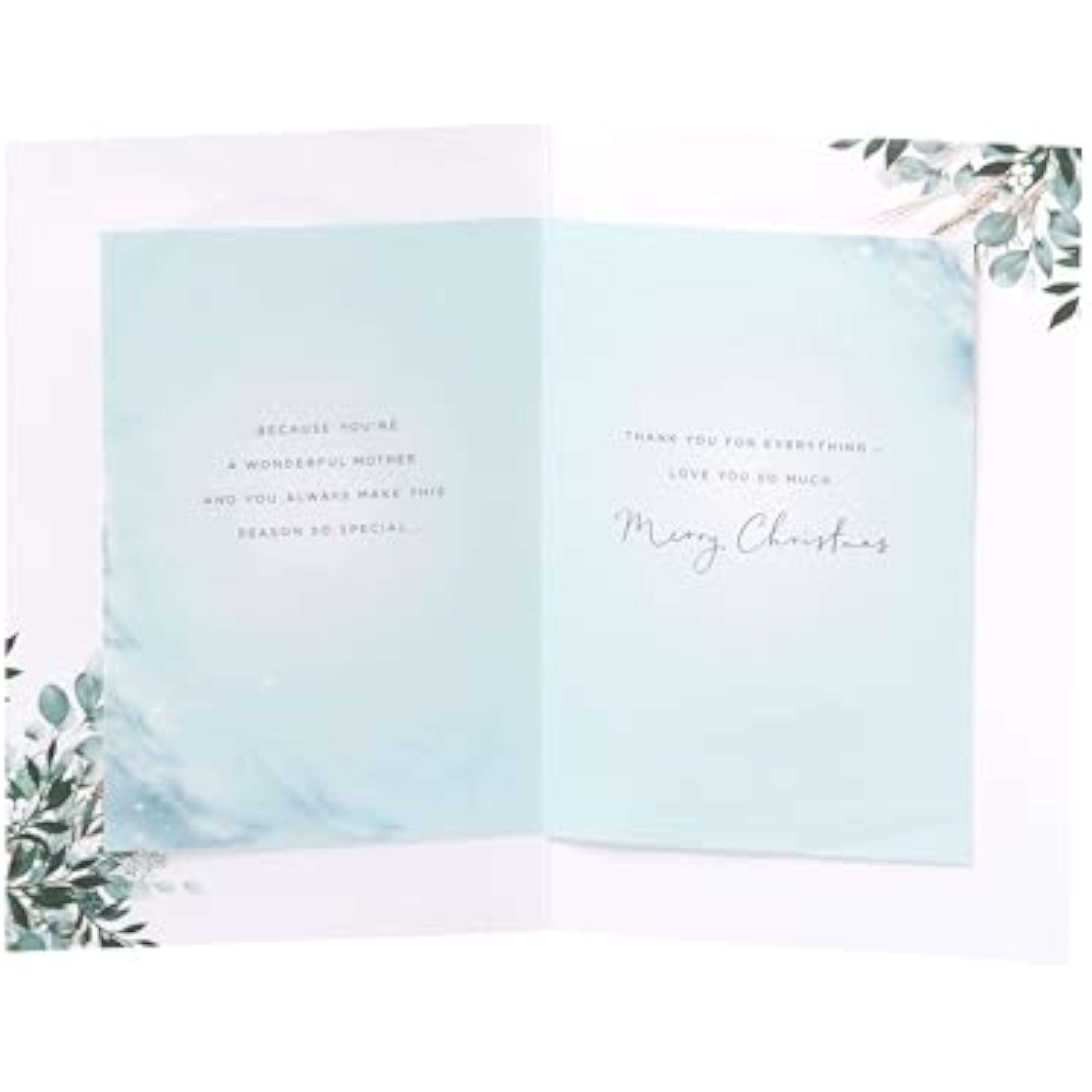 UKG Christmas greeting card for mother featuring a floral wreath design with elegant gold foil accents.