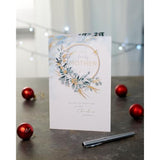 Christmas greeting card for mother with floral wreath design and gold foil accents, from UKG.