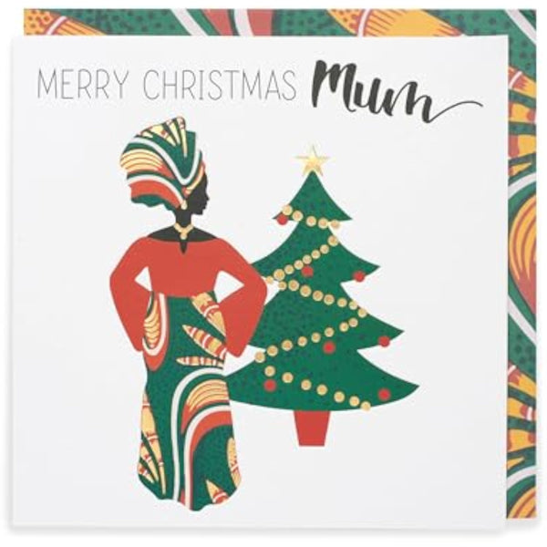 Afrotouch Kindred festive Christmas greeting card for mum with colorful holiday design by UKG.