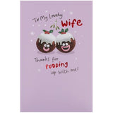 UKG Christmas greeting card for wife featuring fun pudding design with witty holiday message, perfect for festive occasions.