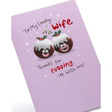 UKG Christmas greeting card for wife featuring fun pudding with witty design, perfect for holiday wishes and festive cheer.