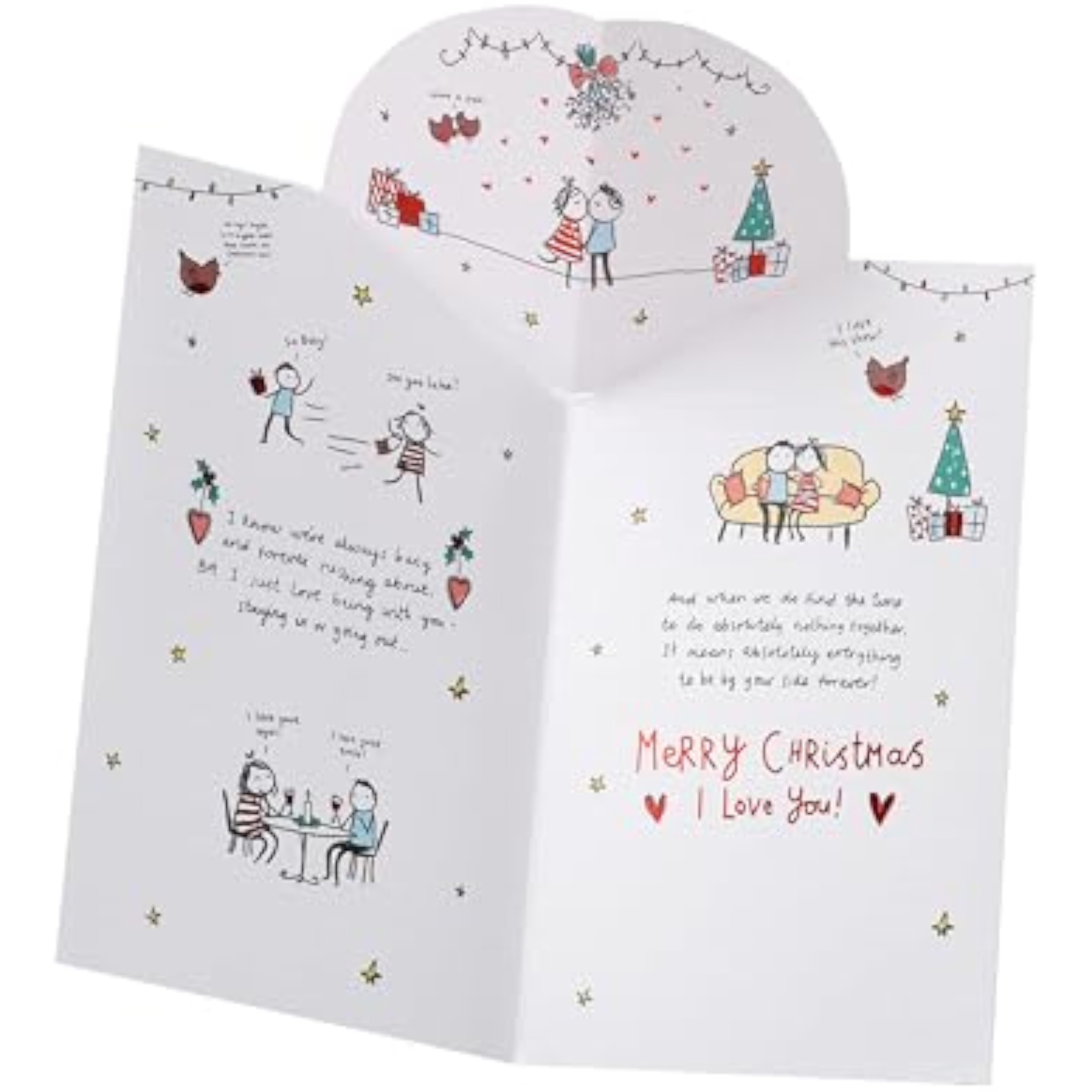 UKG Christmas greeting card for wife with sketch design, rhyming verse, and red foil accents, perfect for holiday wishes.