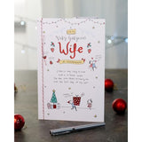 UKG Christmas greeting card for wife featuring sketch design, rhyming verse, and red foil accents.