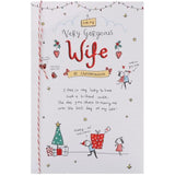 Christmas greeting card for wife with sketch design, rhyming verse, and red foil accents, by UKG.