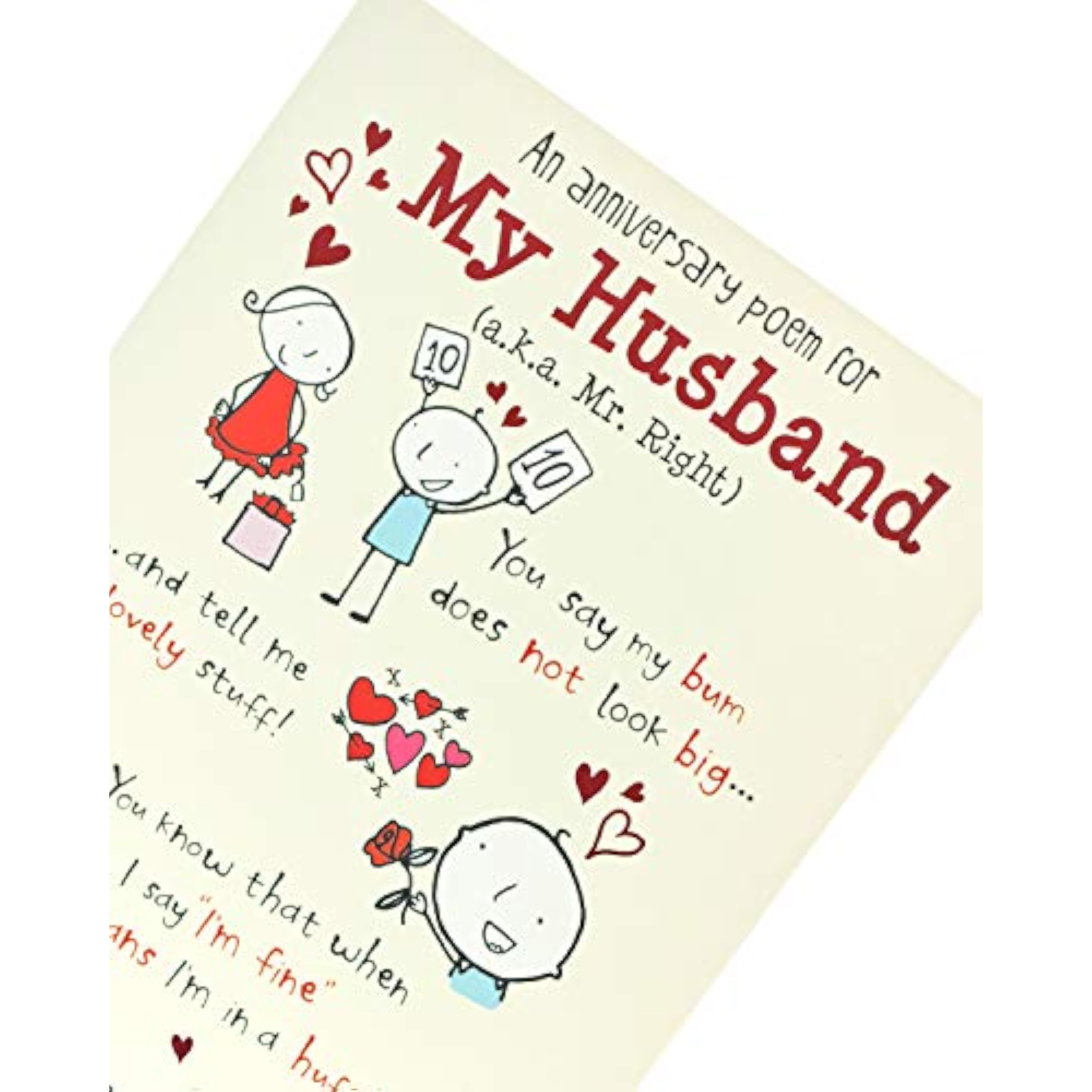 UKG greeting card for husband featuring a cute poem, ideal for wedding anniversary celebrations, with colorful floral design.