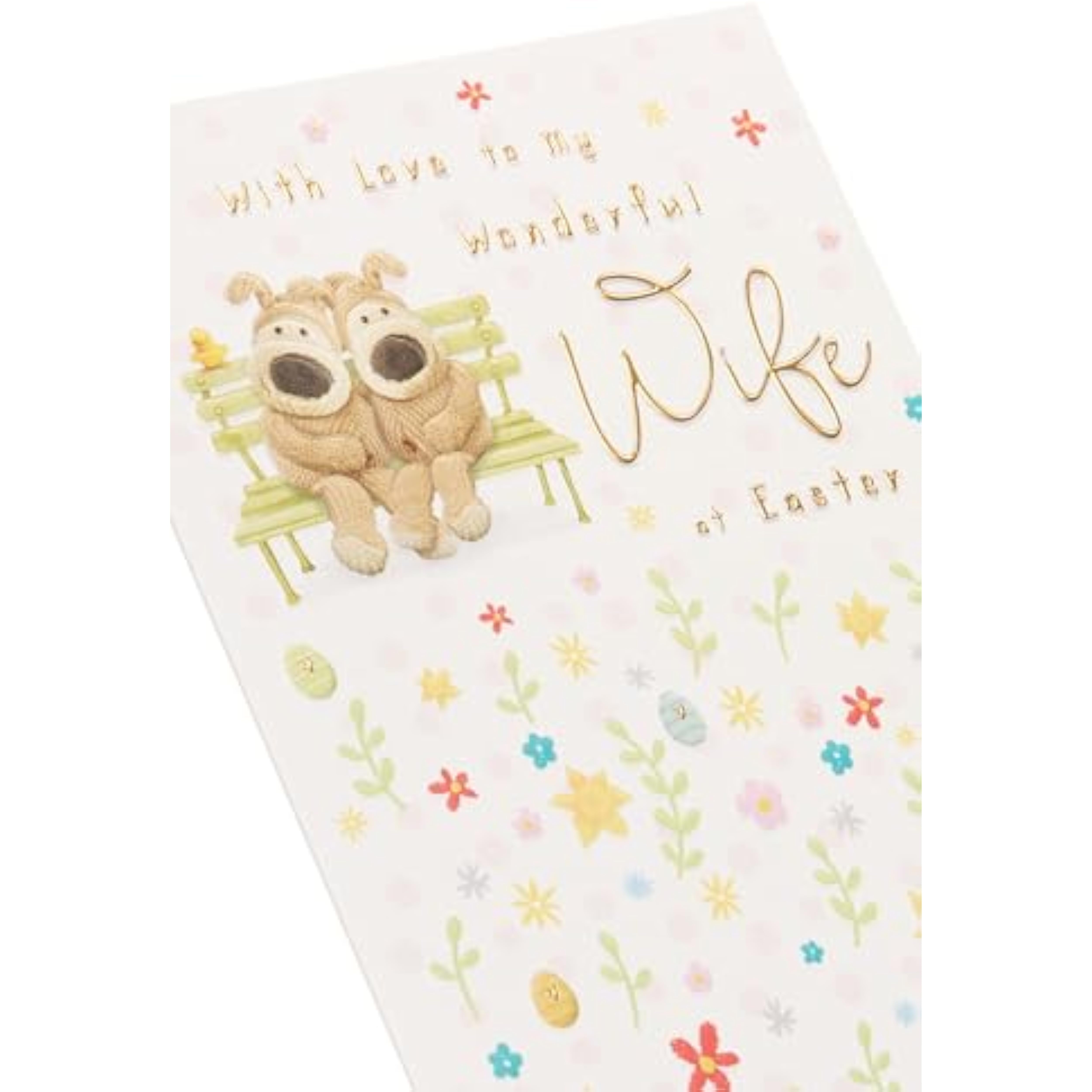 Cute Boofle Easter greeting card for wife, featuring adorable bunny illustration and festive design by UKG.