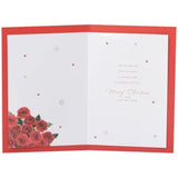 Elegant red floral Christmas greeting card for wife by UKG, featuring festive holiday design and warm love message.