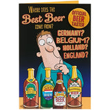 Funny birthday greeting card for him featuring beer illustrations, with envelope, by UKG, perfect for beer-loving friends.