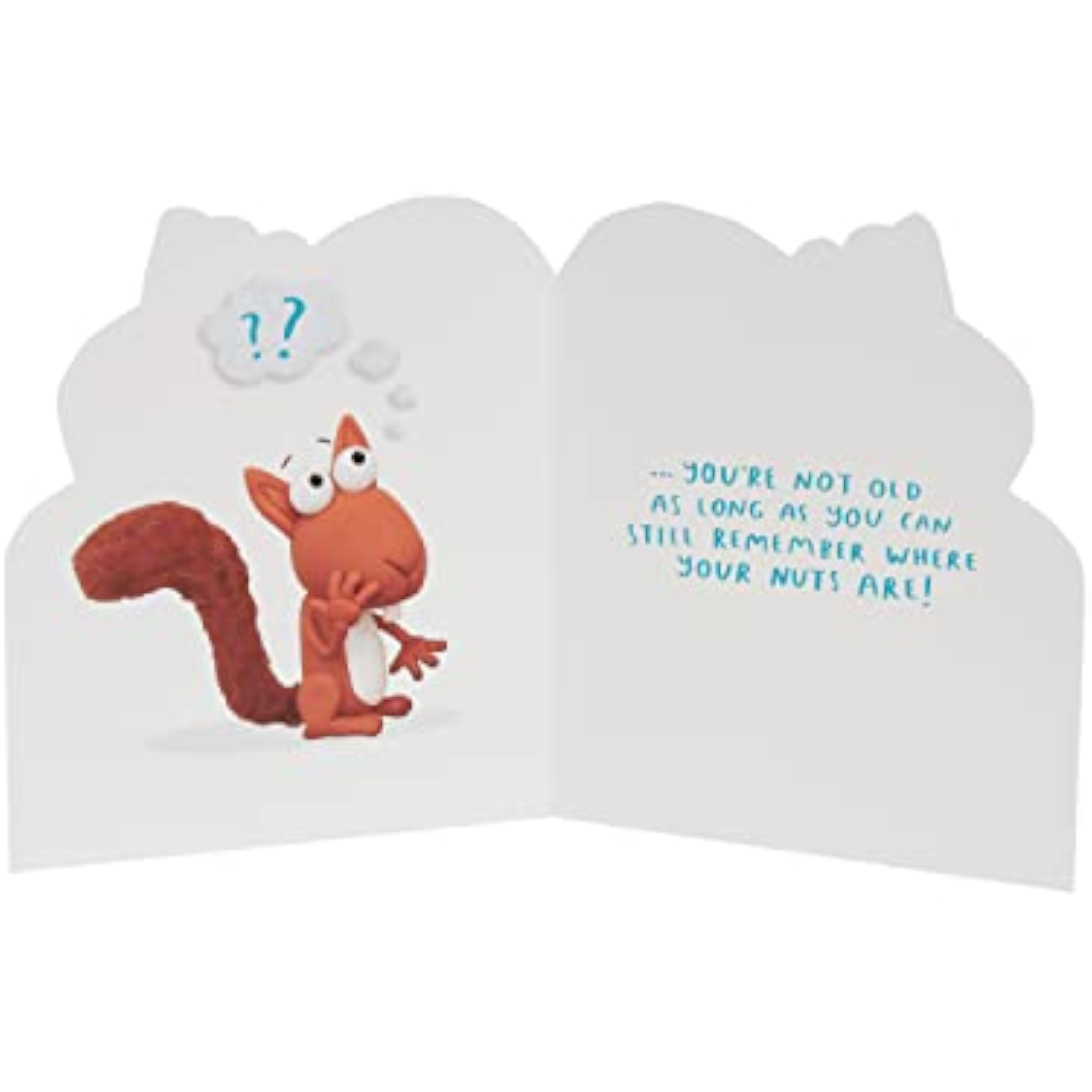 Playful squirrel birthday greeting card for him, her, and friends by UKG, featuring colorful, humorous squirrel design.