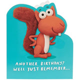 Funny birthday greeting card featuring a playful squirrel design, suitable for him, her, and friends, by UKG.
