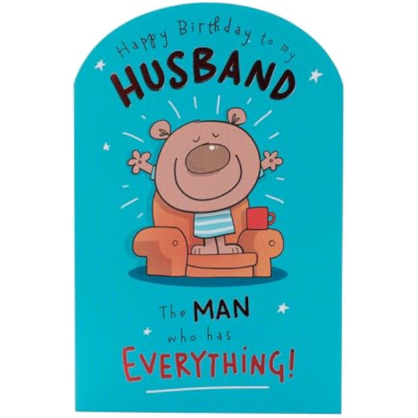 Humorous husband birthday greeting card with funny design from UKG, featuring playful artwork and birthday message.