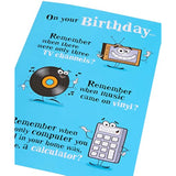 Funny nostalgic birthday greeting card for him with envelope by UKG, featuring retro design and humorous message.