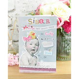 UKG funny sister birthday greeting card with cheeky humor, featuring colorful and playful design elements.