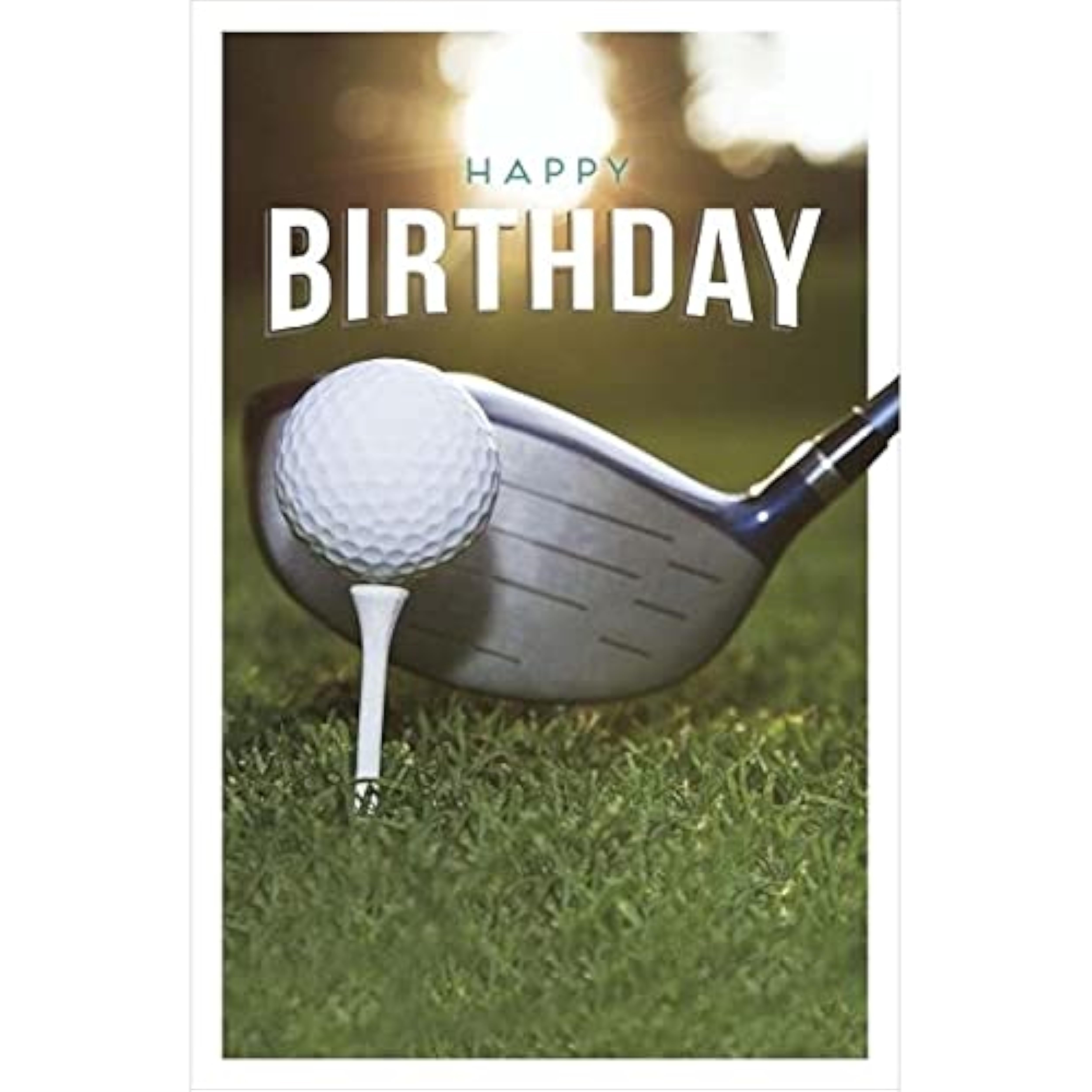 Golf birthday greeting card featuring a golf ball and club design, perfect for golf enthusiasts, by UKG.