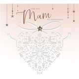 Luxury UKG Christmas greeting card for Mom featuring a patterned heart with foil accents and embellishments.