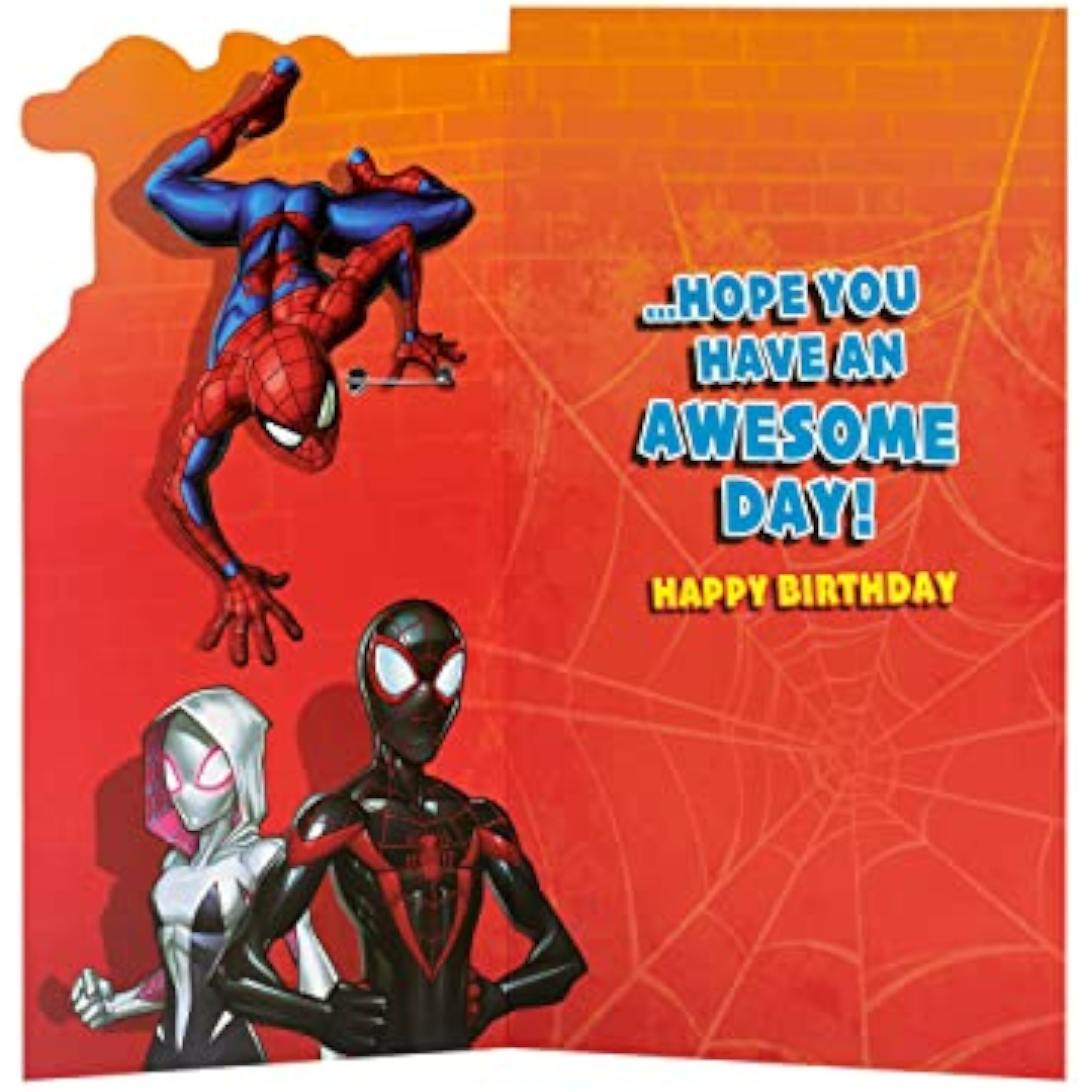 Marvel Spider-Man birthday greeting card for grandson featuring an exciting superhero design, from UKG.