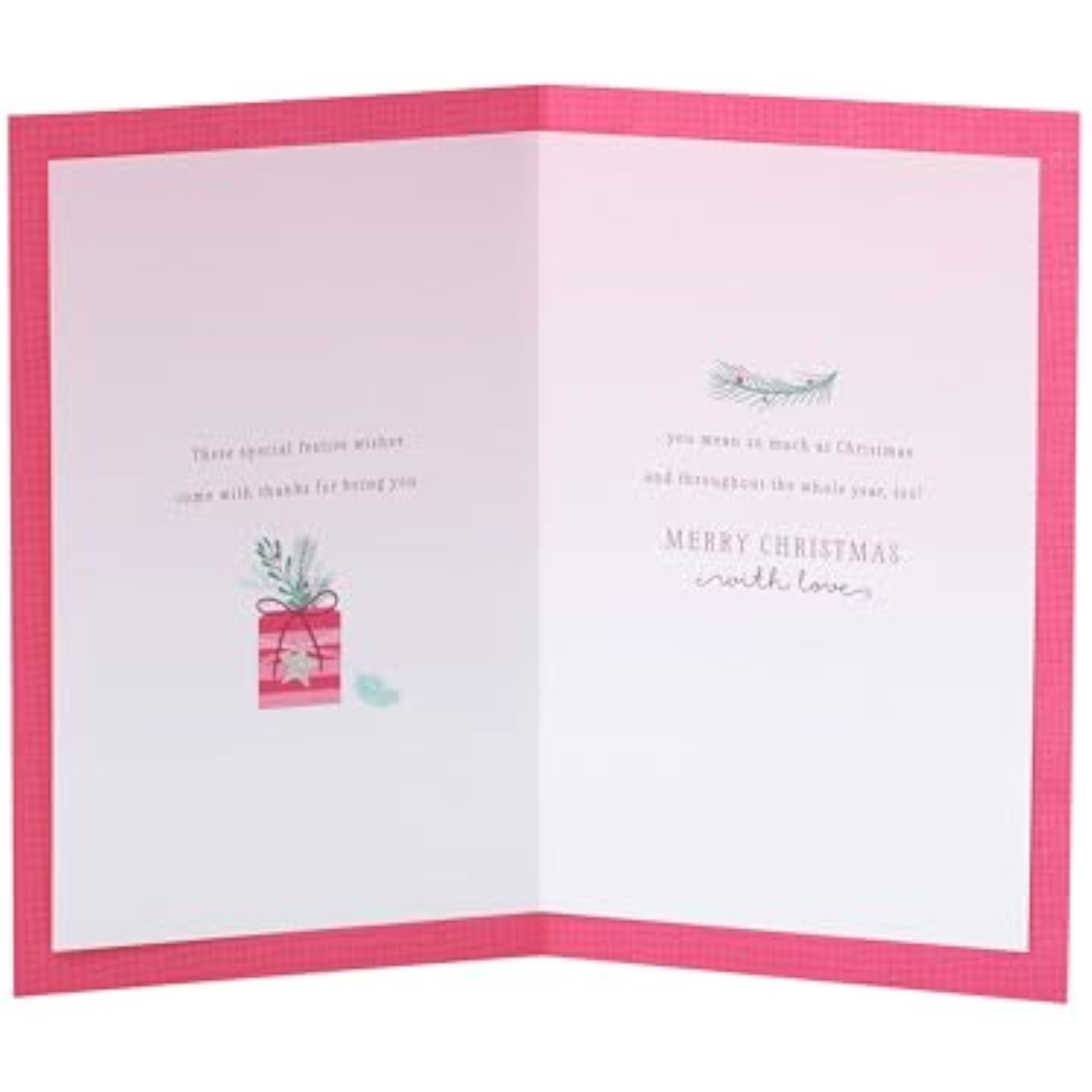 Pink Christmas greeting card for daughter featuring stockings and holiday design, by UKG, with warm holiday wishes.