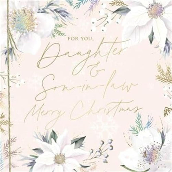 Elegant floral greeting card for daughter and son-in-law from UKG, perfect for Christmas wishes and holiday celebrations.