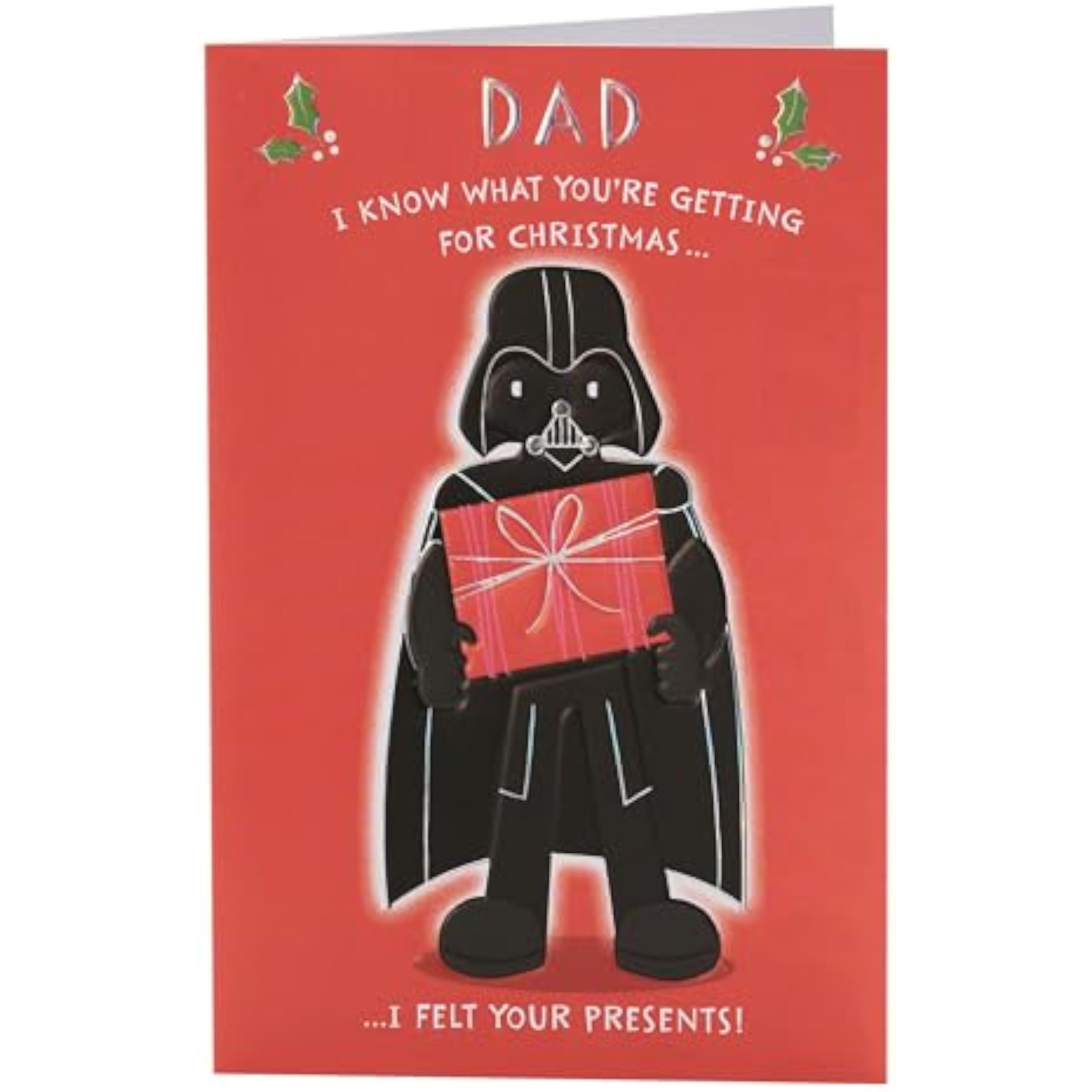 Star Wars Christmas greeting card for Dad featuring Darth Vader design, UKG brand, with festive holiday imagery and Darth Vader illustration