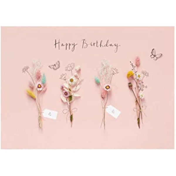UKG birthday greeting card for her featuring dried flower design with envelope, perfect for friends and special occasions.
