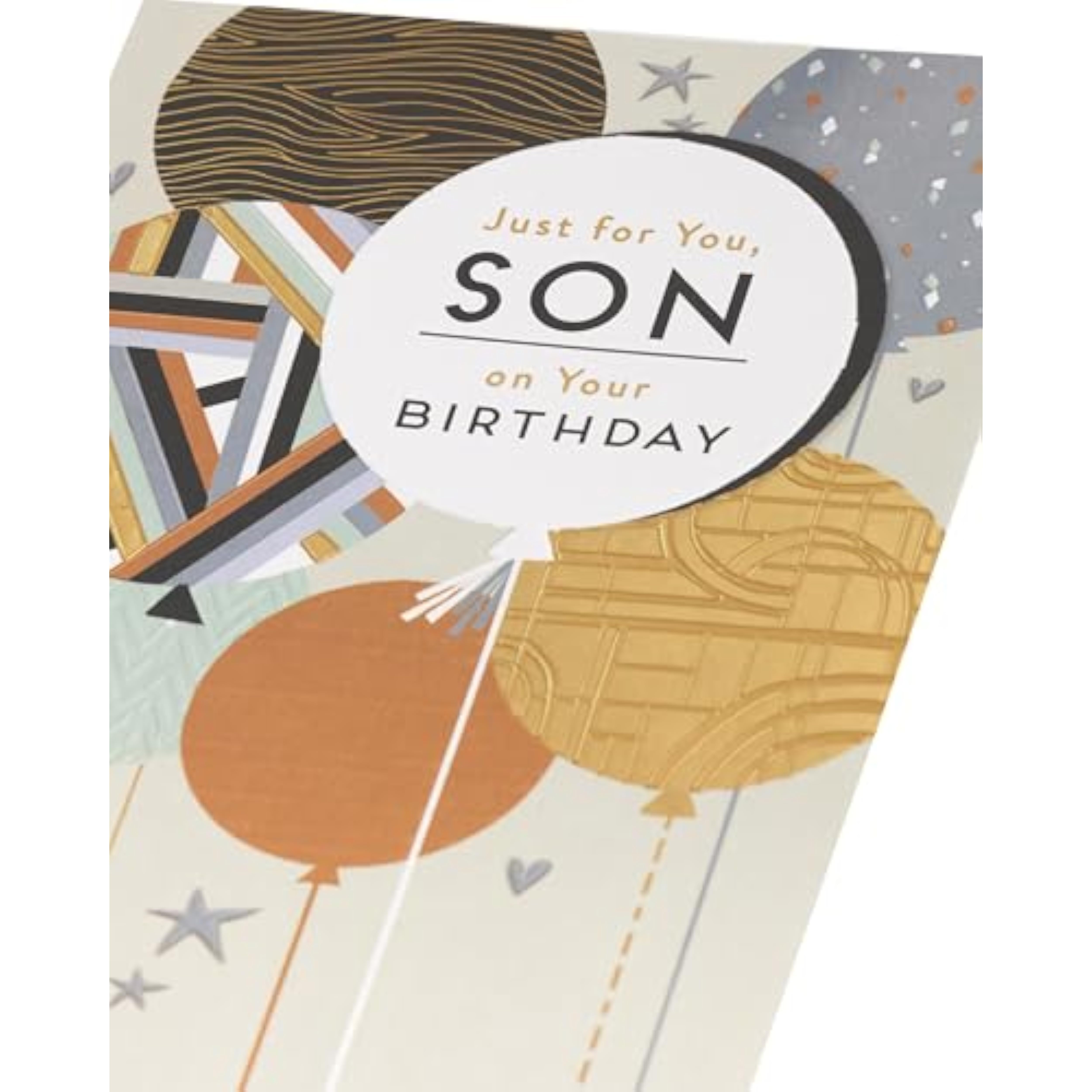 UKG birthday greeting card for son featuring colorful balloons and a fun, cool design, perfect for celebrating special occasions.